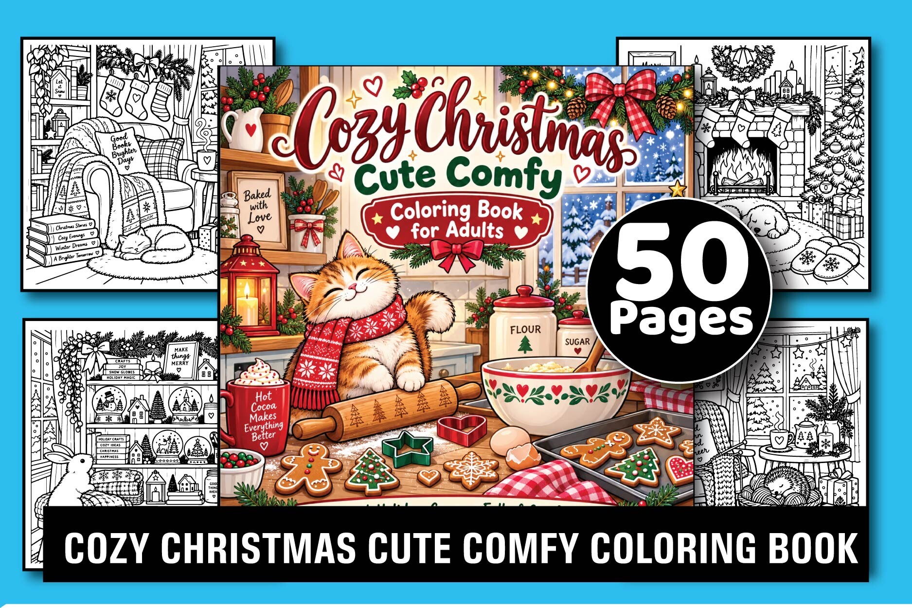 Cozy Christmas Cute Comfy Coloring Book