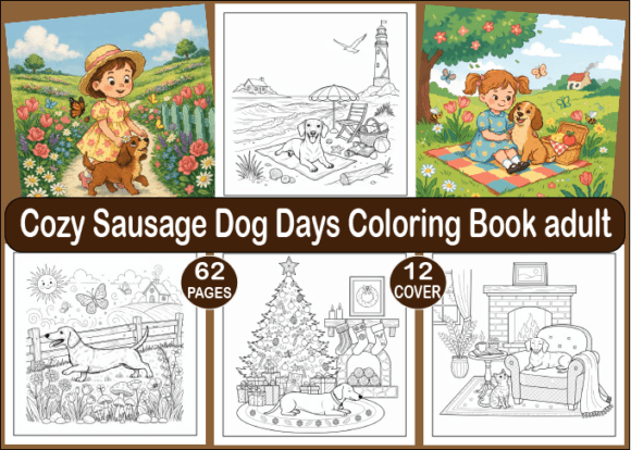 Cozy Sausage Dog Days Coloring Book