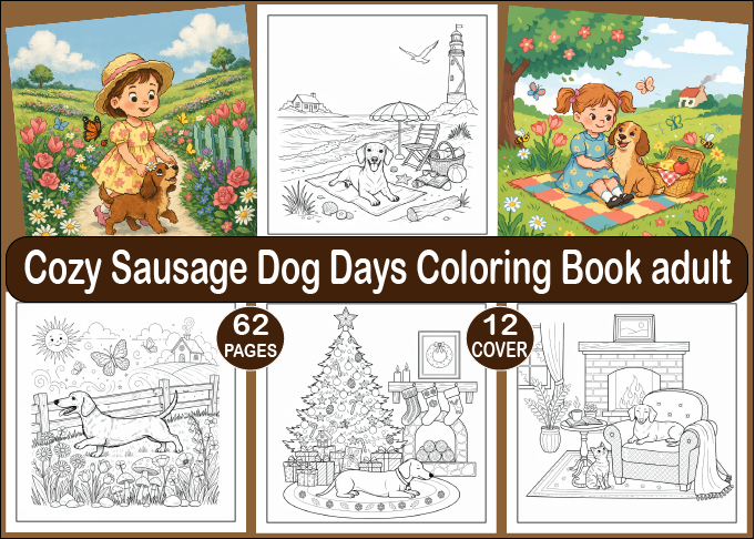 Cozy Sausage Dog Days Coloring Book