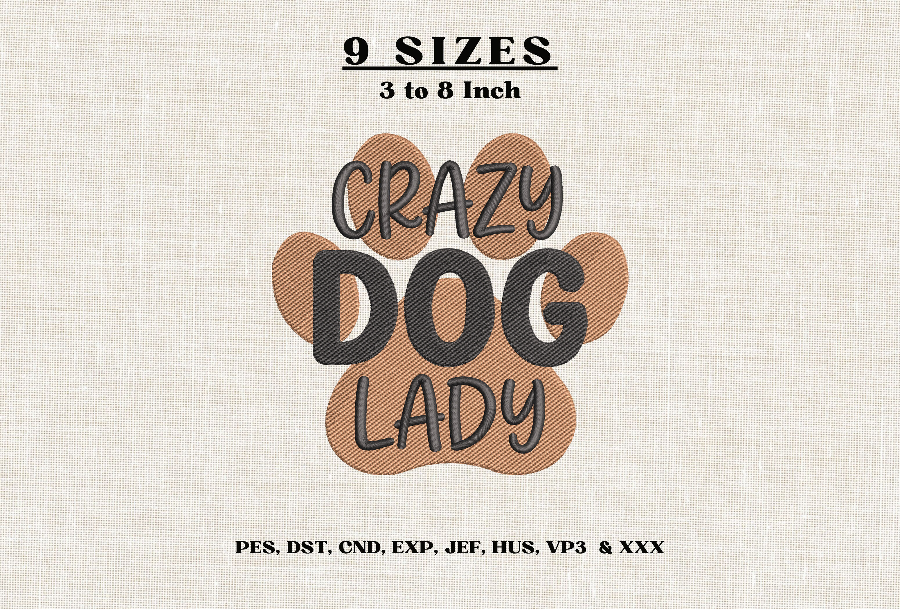 Crazy Dog Lady Machine Embroidery Design