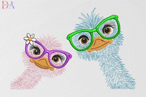 Cute Ostrich with Glasses