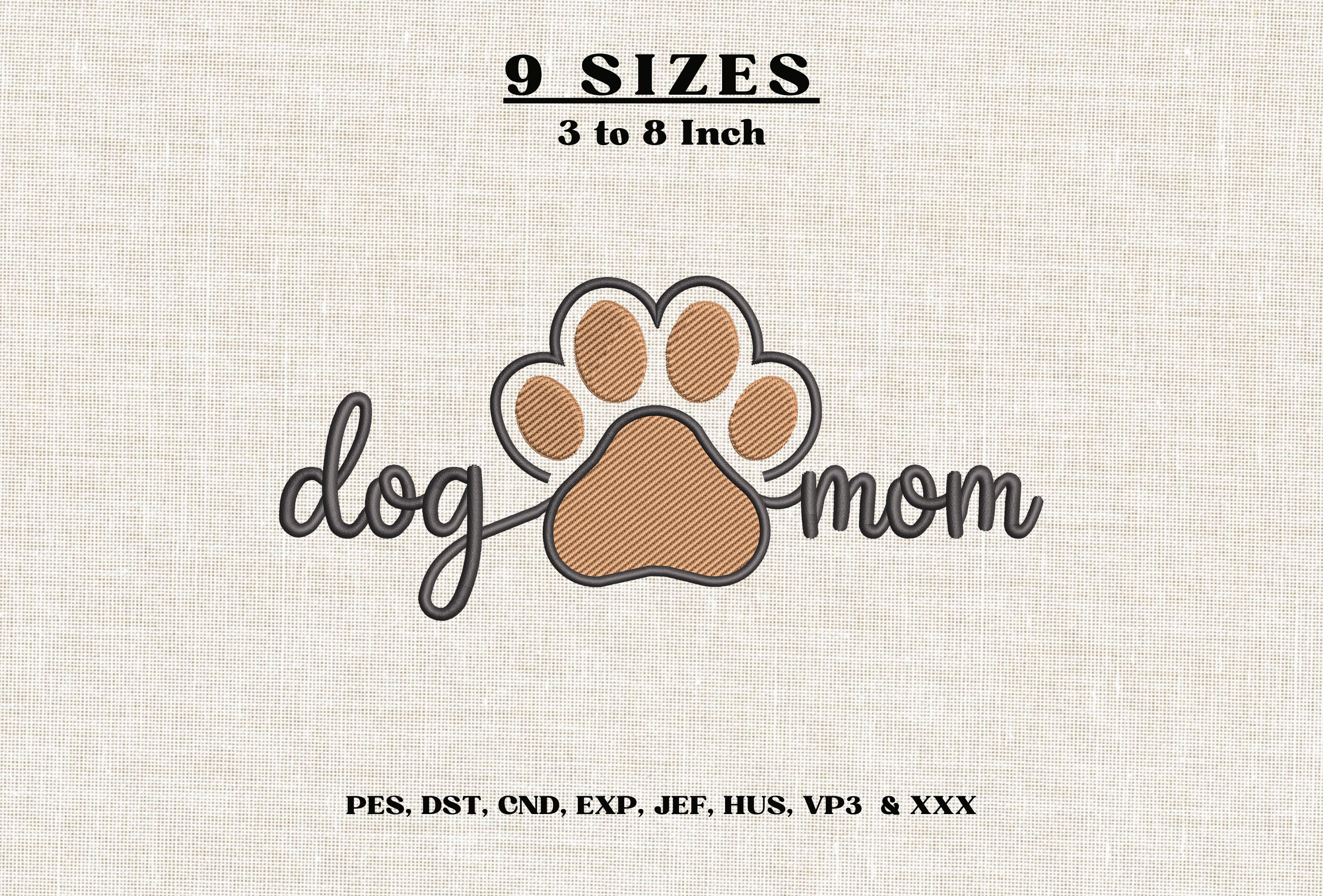 Dog Mom Paw Print Machine Embroidery DST