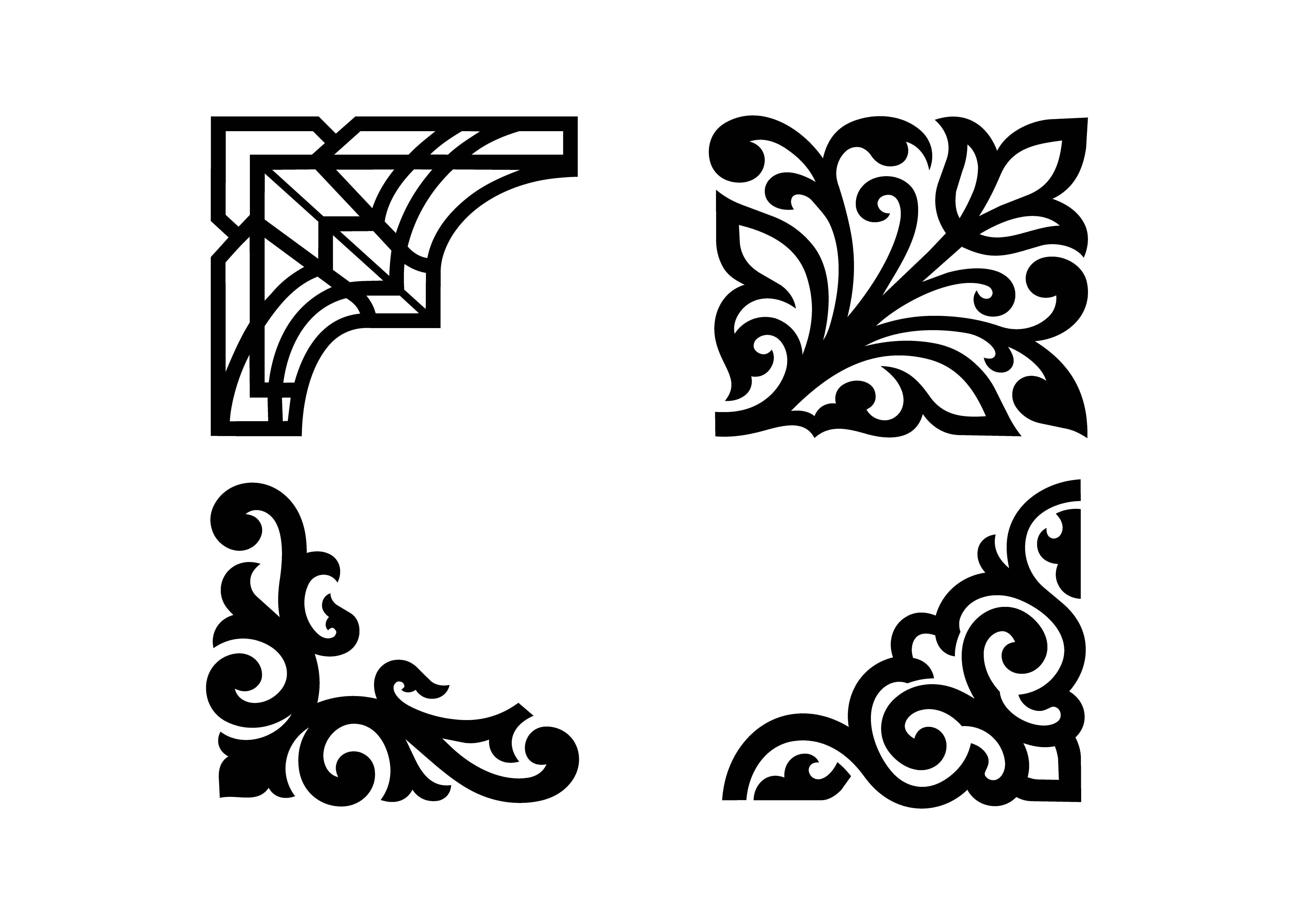 Elegant Four Corner Vector Cut Design