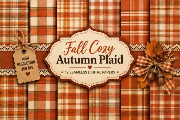 Fall Orange Plaid Seamless Pattern