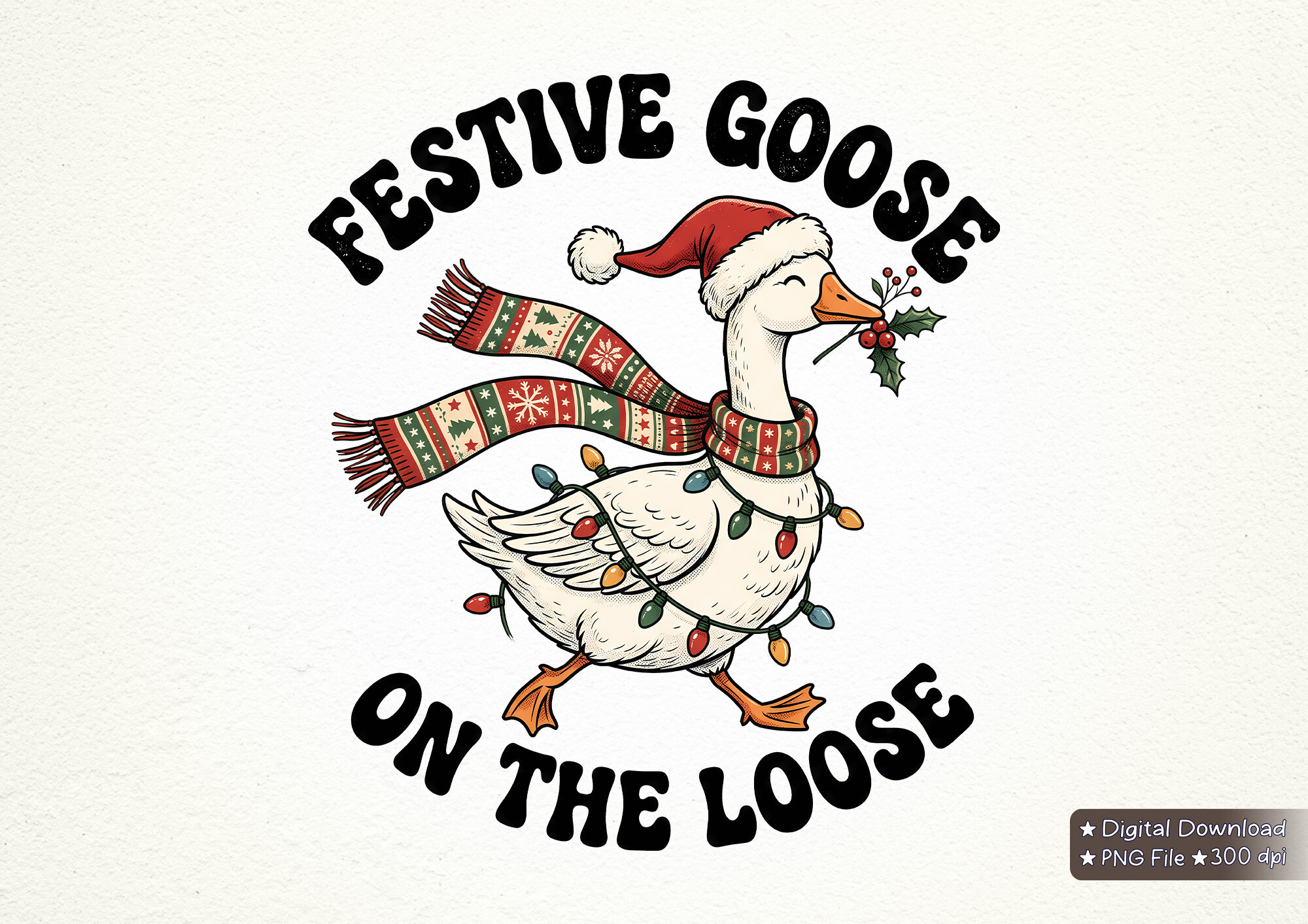 Festive Goose on the Loose Christmas PNG
