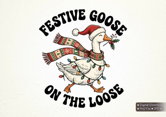Festive Goose on the Loose Christmas PNG
