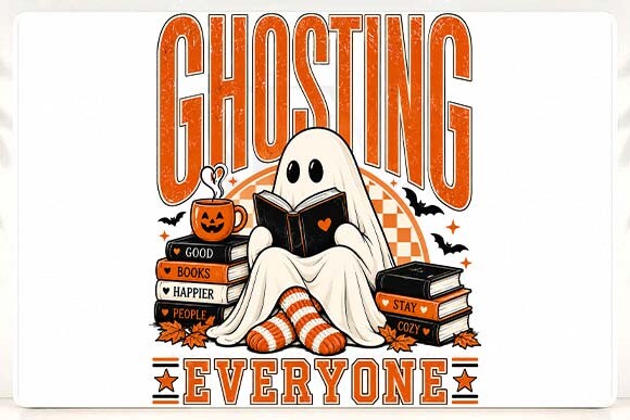 Ghosting Everyone Bookish Halloween PNG