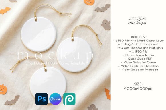 Halloween Ornament Mockup Set of 3