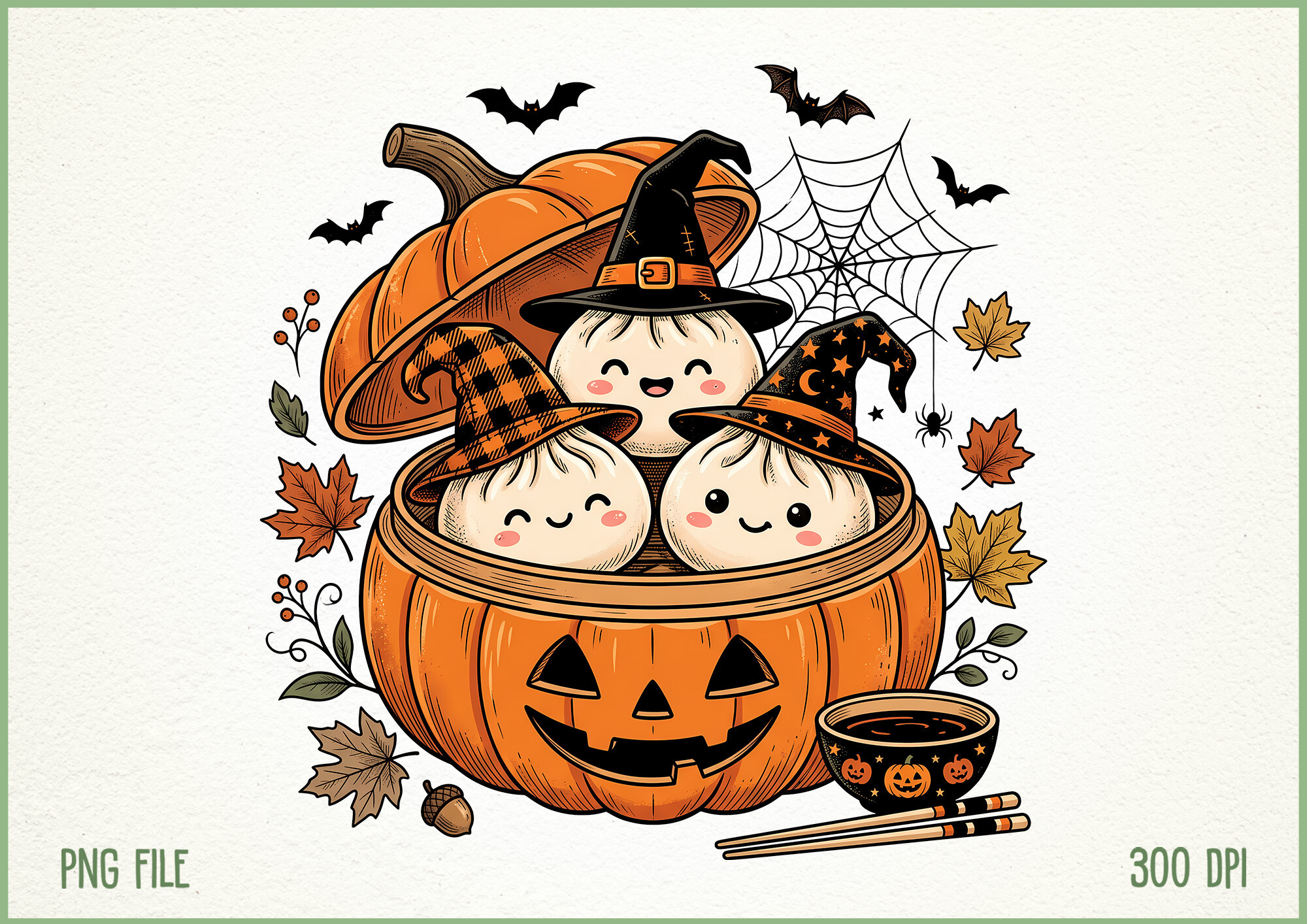 Halloween Pumpkin Dumplings PNG