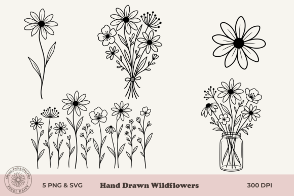 Hand Drawn Wildflowers Bundle