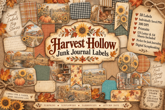 Harvest Hollow Junk Journal Labels