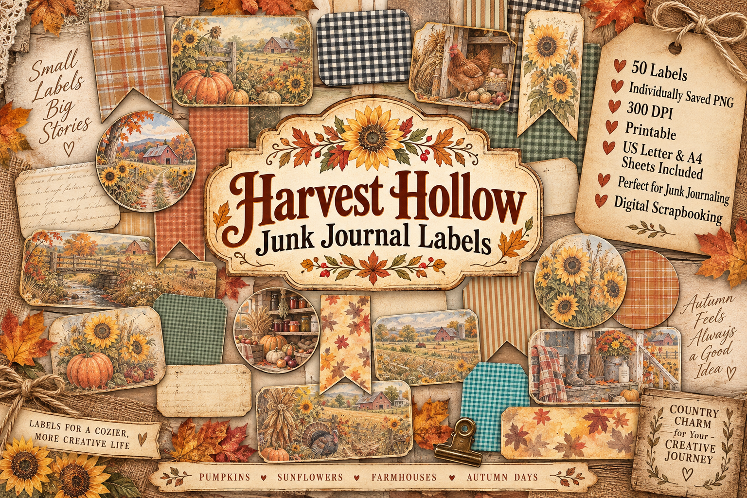Harvest Hollow Junk Journal Labels