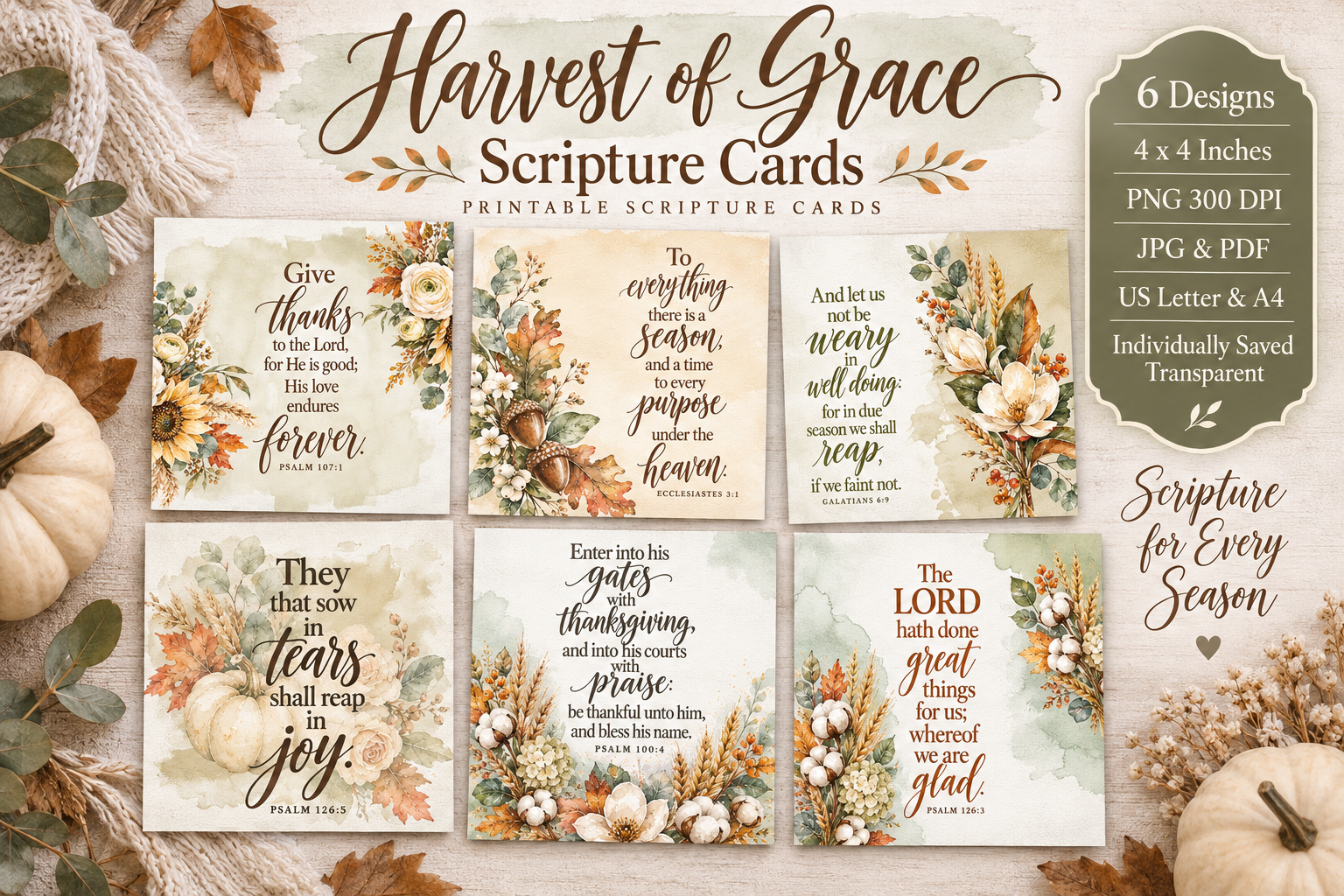 Harvest of Grace Printable Verse Cards