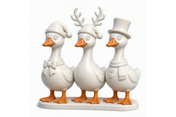 Holiday Goose 3D Print STL - Festive Santa Hat, Antlers & Top Hat Decor - Image 2