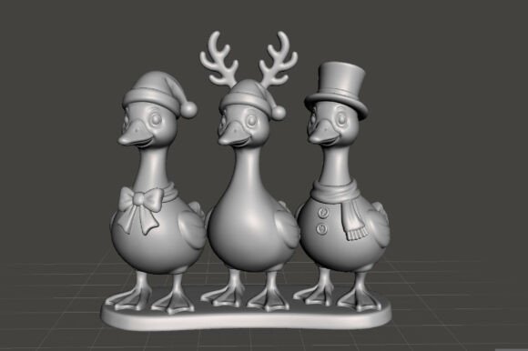 Holiday Goose 3D Print STL - Festive Santa Hat, Antlers & Top Hat Decor - Image 3
