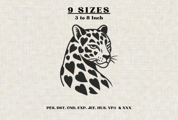 Leopard Heart Machine Embroidery Design