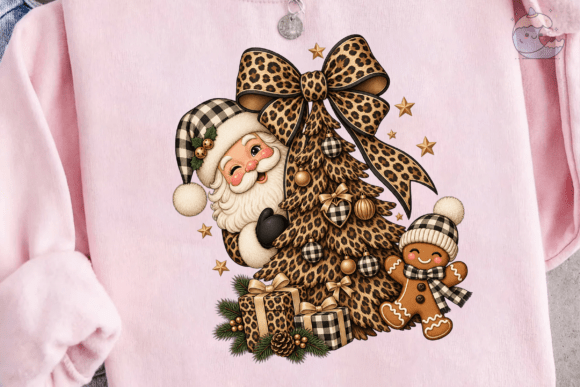 Leopard Santa Christmas Tree PNG Shirt
