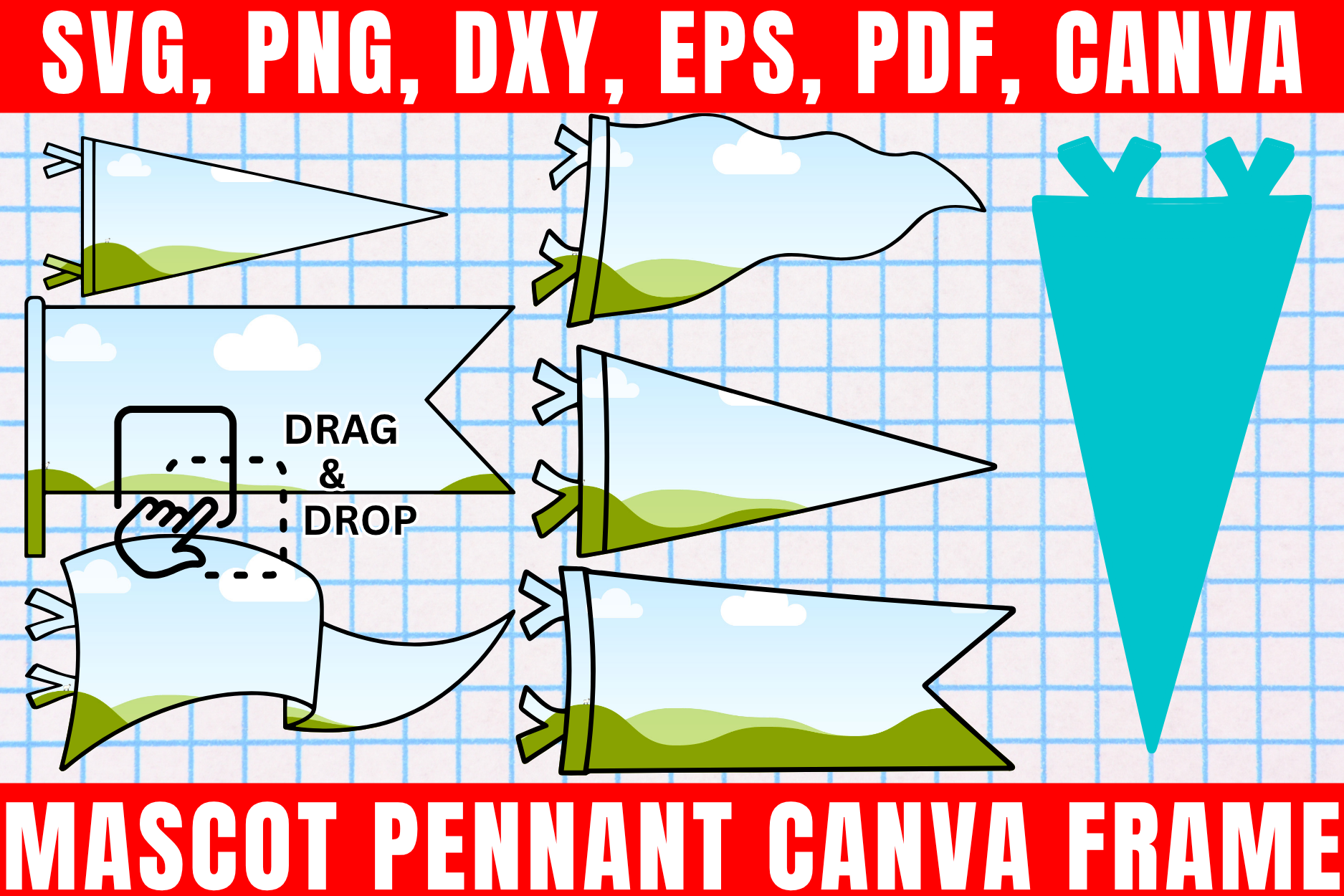 Mascot Pennant Canva Frame Set