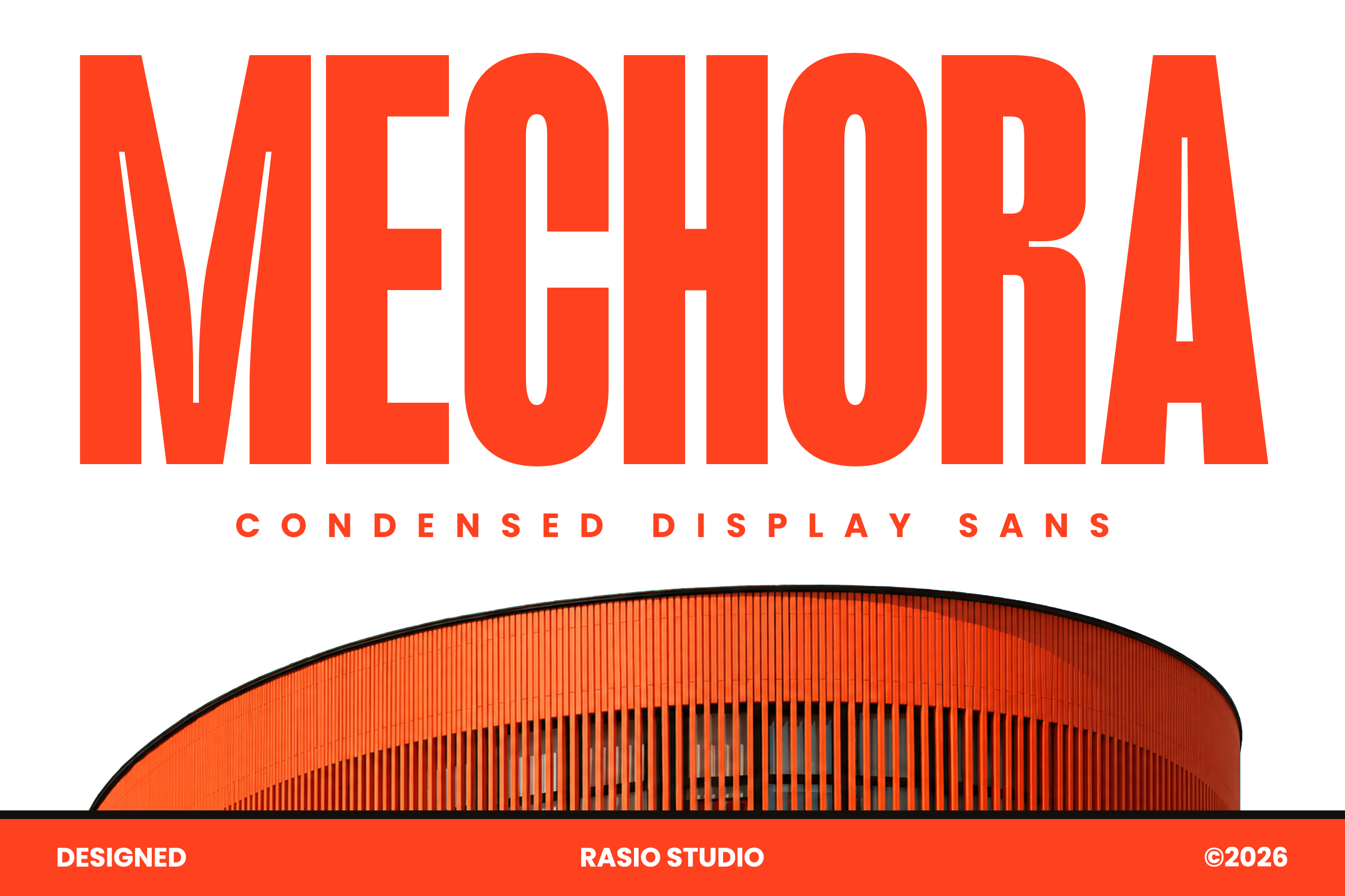 Mechora preview: condensed sans-serif poster typeface