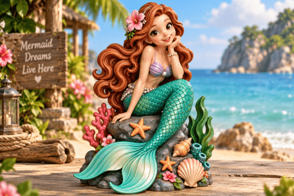 Mermaid Figurine STL 3D Print Model – Ocean Fantasy Miniature Download - Image 2