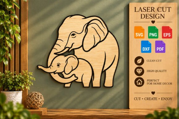 Mother Baby Elephant Laser Cut Svg Laser Cutting