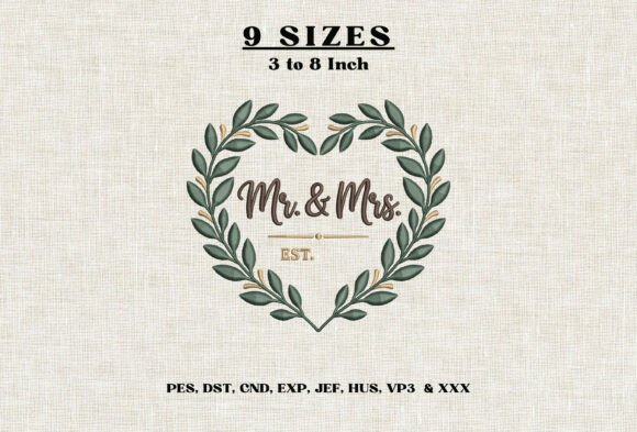 Mr & Mrs EST Wedding Machine Embroidery