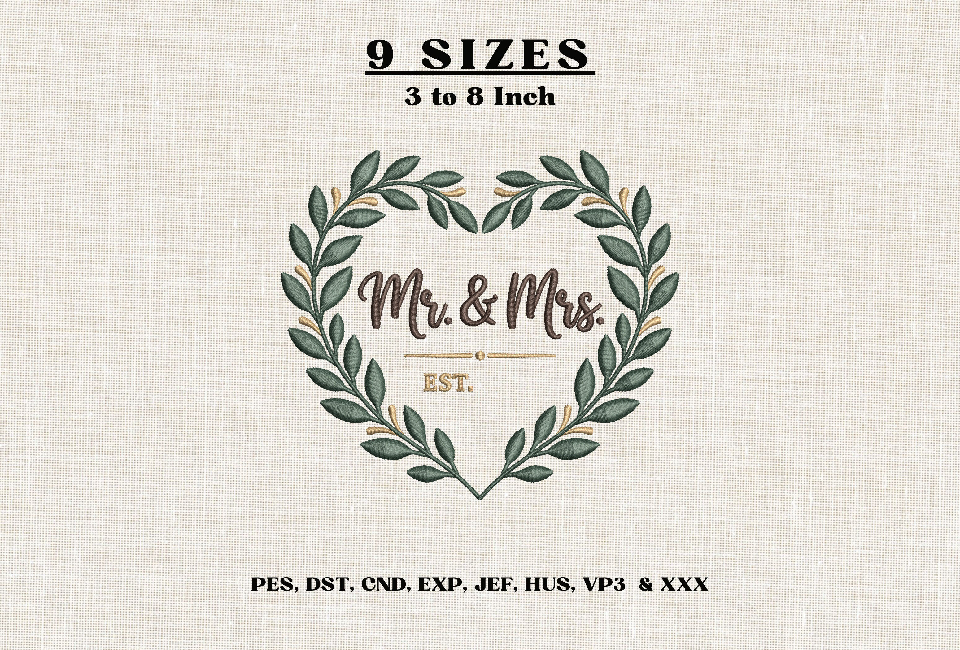 Mr & Mrs EST Wedding Machine Embroidery