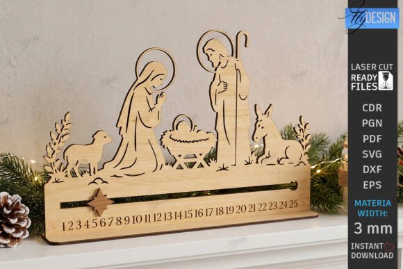 Nativity Christmas Countdown Laser Cut laser cut file