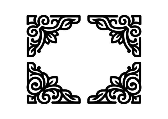 Ornate Four Corner Vector Cut Design