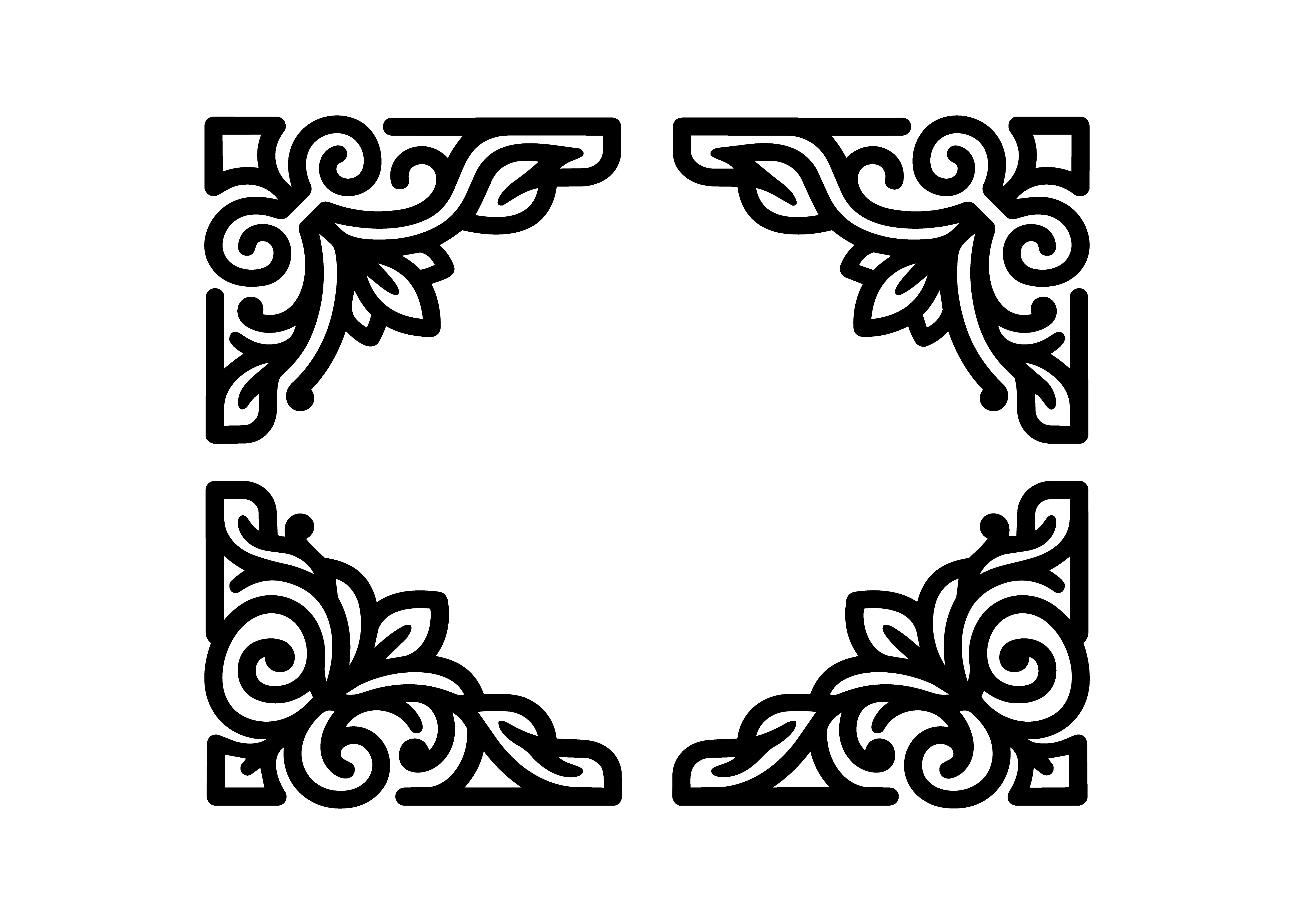 Ornate Four Corner Vector Cut Design
