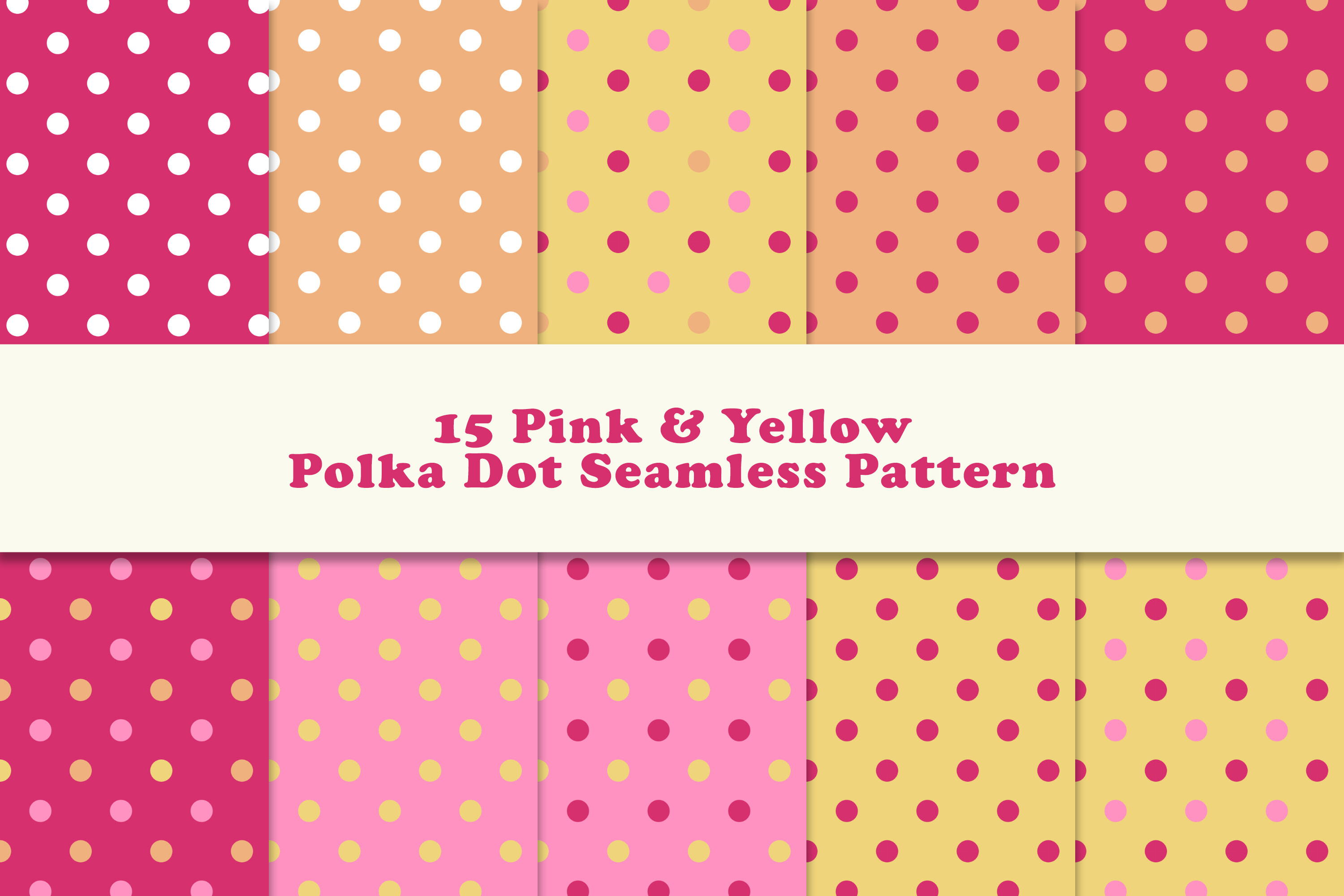 Pink Yellow Polka Dot Seamless Pattern