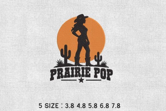 Prairie Pop Cowgirl Embroidery Design