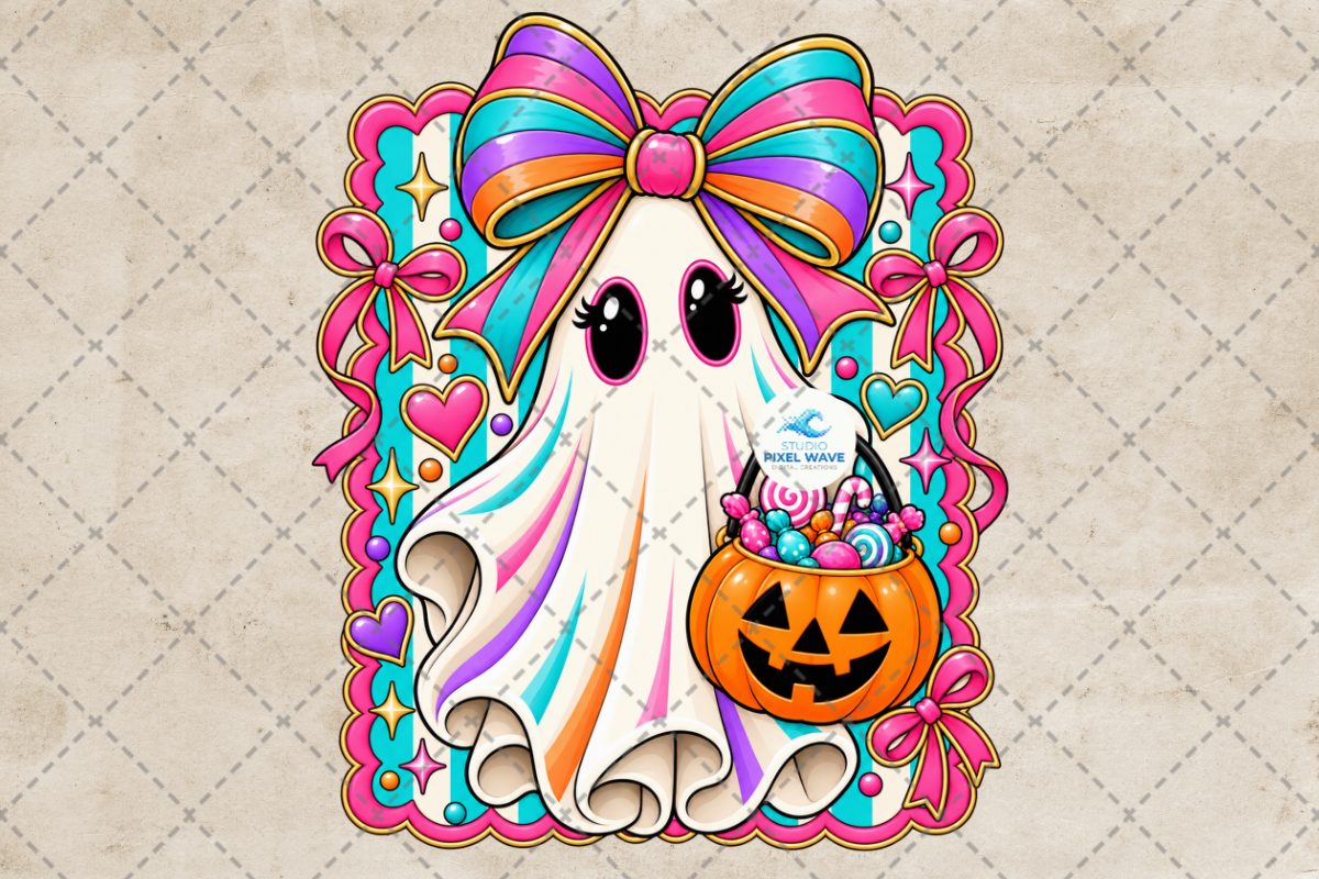 Preppy Halloween Ghost PNG