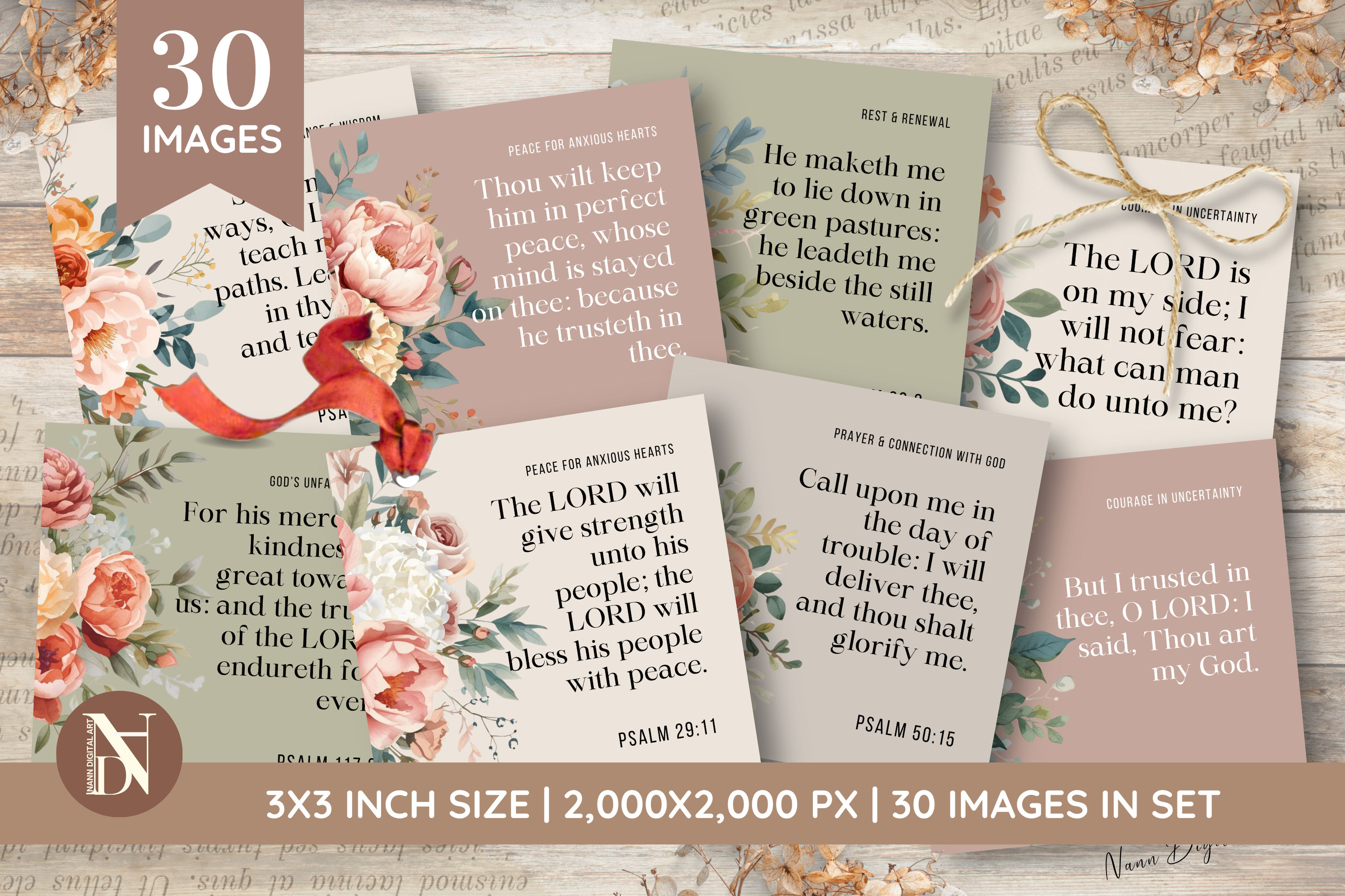 Printable Scripture Cards Set 30 Floral