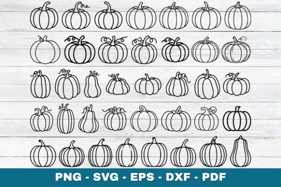 Pumpkin Line Art SVG Fall Cut Files