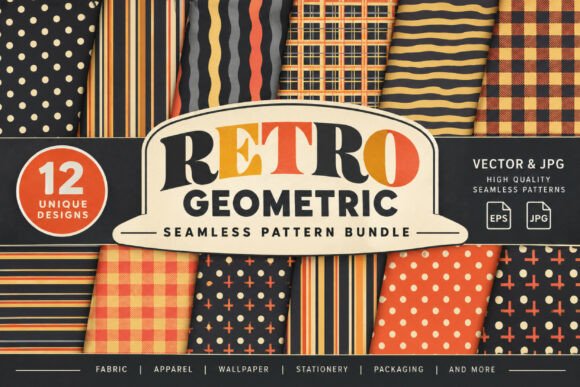 Retro Geometric Seamless Pattern Bundle