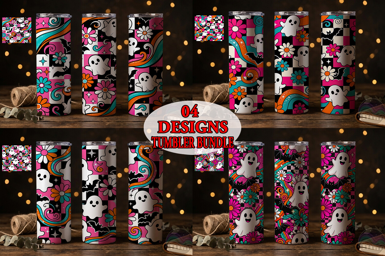 Retro Ghost Halloween Tumbler Bundle