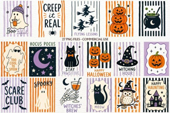 Retro Halloween Clipart Spooky Printable