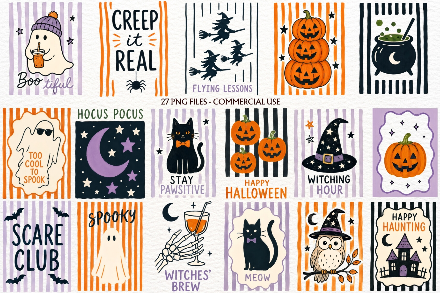 Retro Halloween Clipart Spooky Printable