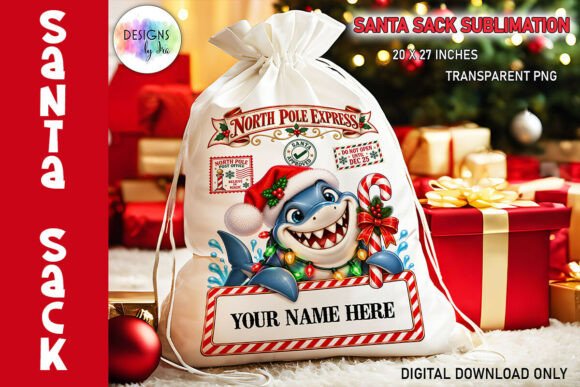 Shark Santa Sack Sublimation