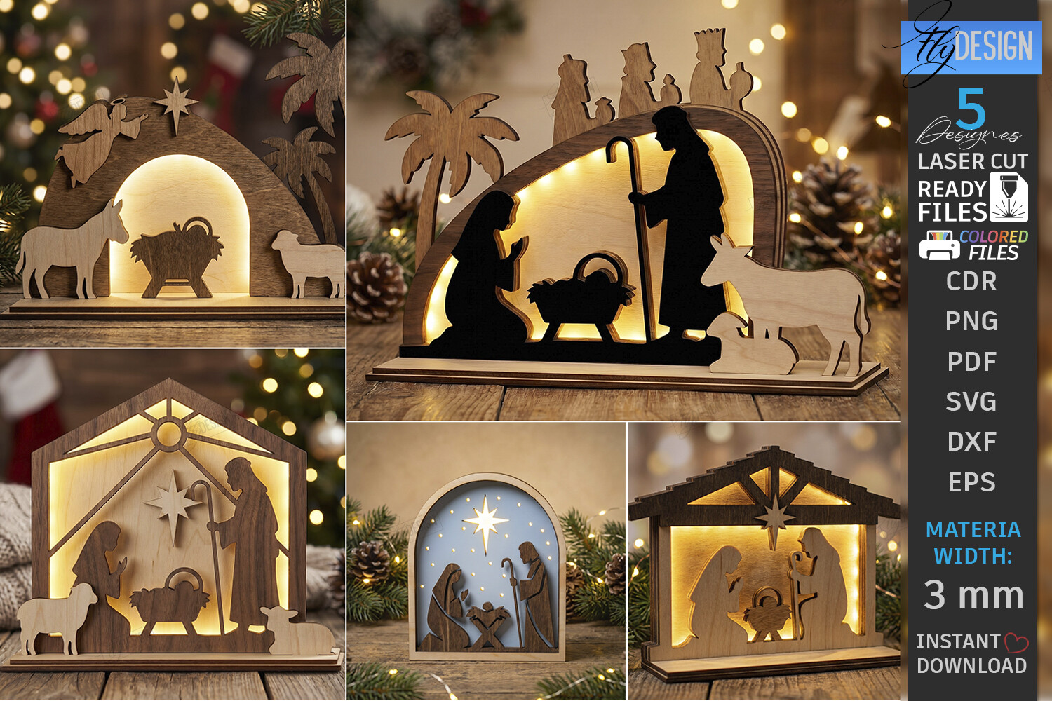 Silent Night Scene Laser Cut Bundle |CNC