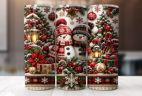 Snowman Christmas 20oz Tumbler Wrap PNG Graphic Tumbler Wraps By Begum Creation