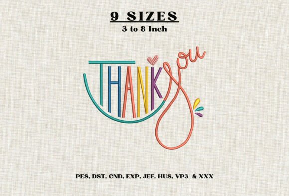 Thank You Machine Embroidery Design DST