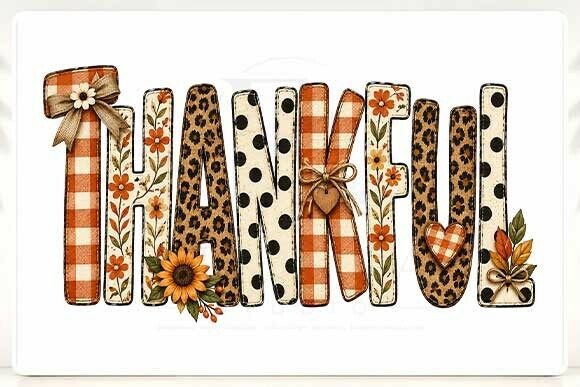 Thankful Fall Typography PNG