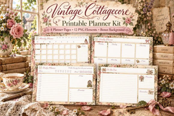 Vintage Cottagecore Planner Kit