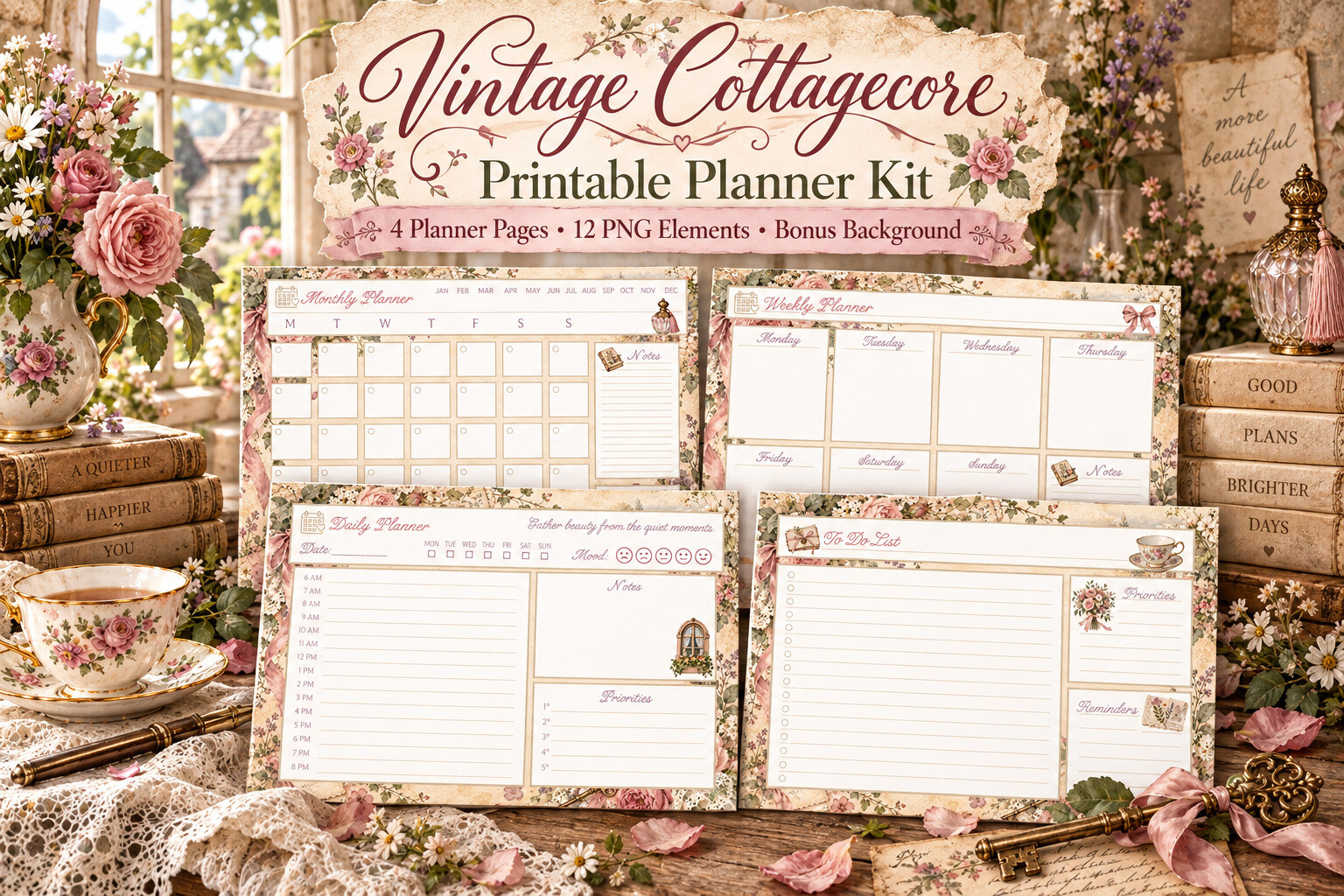 Vintage Cottagecore Planner Kit