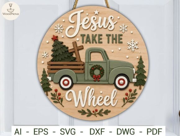 Vintage Truck Christmas Sign SVG