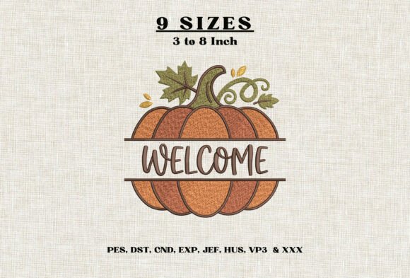 Welcome Pumpkin Machine Embroidery DST