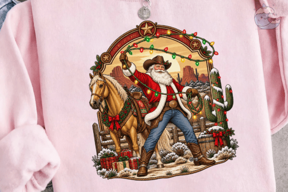Western Cowboy Santa Christmas PNG Tee