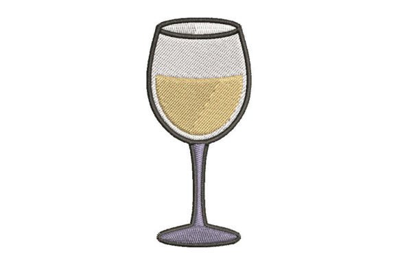 White Wine Glass Embroidery